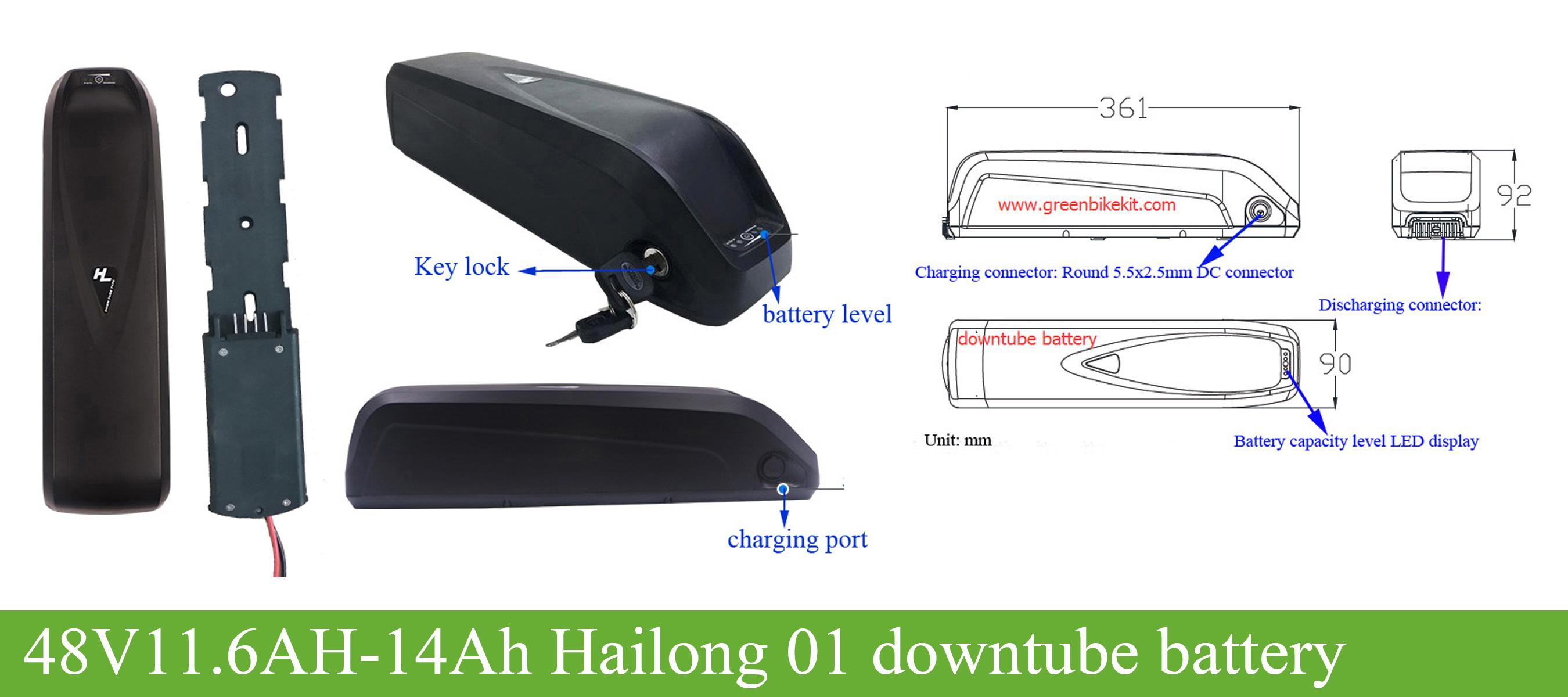 48V12AH 15AH 16AH 17AH Hailong 01 Panasonic/Samsung battery-Greenbikekit.com