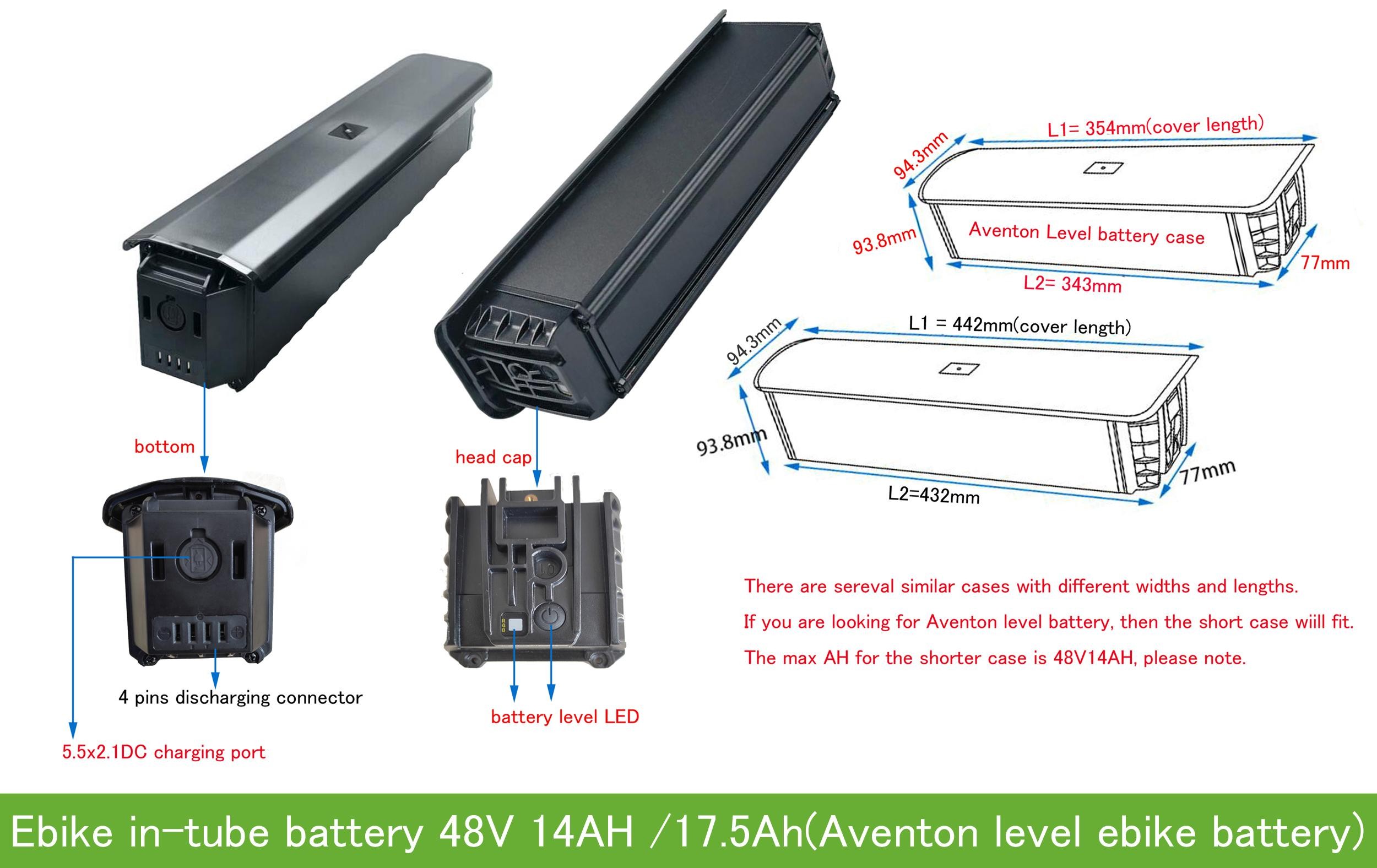 48V 14AH Aventon level V2 battery replacement 48V17.5ah ebike in tube MARKHOR battery SYR case Greenbikekit