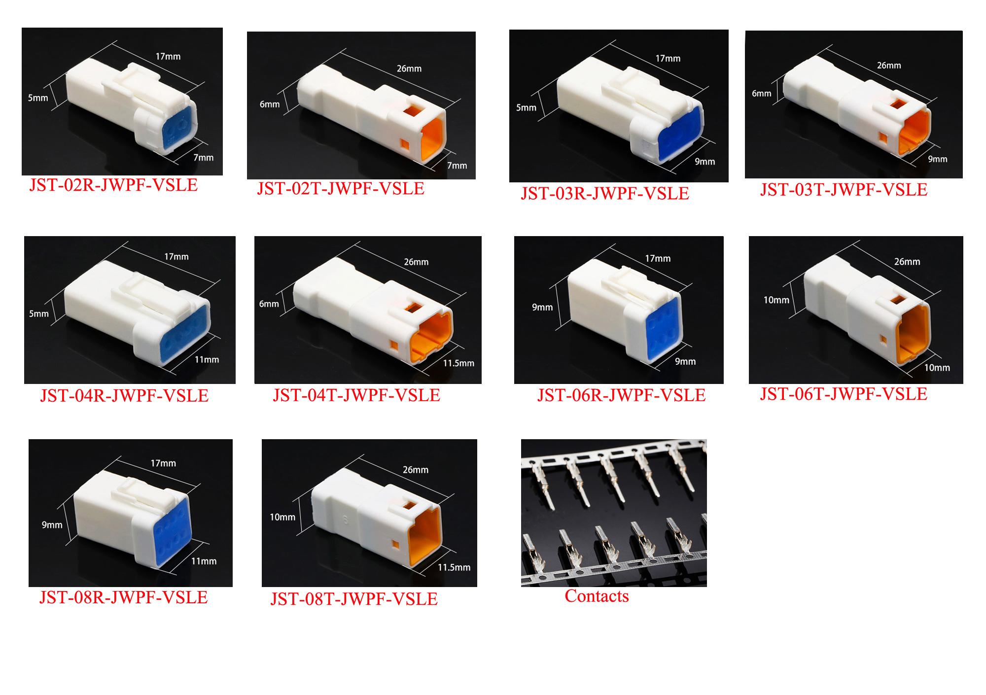 JST JWPF VSLE-S 02R/02T/03R/03T/04R/04T/06R/06T08R/08T connectors